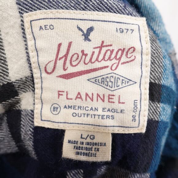 American Eagle Shirt Mens Large Plaid Heritage Flannel Long Sleeve Classic Fit - Picture 6 of 8
